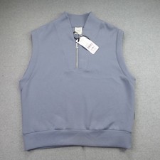 Varley Sweatshirt Womens L Blue Double Soft Loretta Half Zip Sleeveless picture