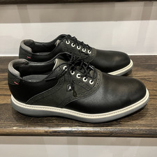 FootJoy Men's Black Leather Spiked Golf Shoes Lace Up Low Top Sneaker picture