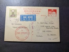 1929 Japan LZ 127 Graf Zeppelin Airmail Postcard Cover Tokyo to San Diego CA USA picture