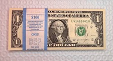 One Stack - 2021 ONE DOLLAR $1 Notes CRISP UNCIRCULATED from BEP PACK from BRICK picture