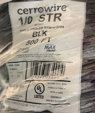 Cerrowire 1/0 Black Stranded Copper THHN Wire 50 FT picture