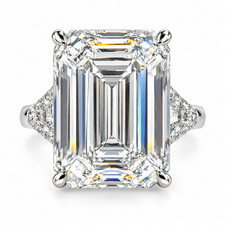 RARE 11.00 Ct. Certified Emerald Cut Diamond Solitire Ring - FREE Diamond Studs picture