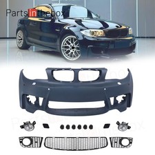 1M Style Front Bumper Fog Lamps Grille For 08-13 BMW E82 E88 1 Series 128i 135i picture