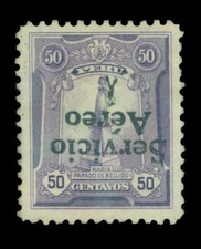 PERU 1927 AIRMAIL Overprinted  50c violet - INVERTED OVERPRINT - Sc# C1a UNUSED picture