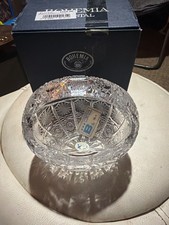 New inbox Vintage Bohemian Czech Oval Basket Crystal Glass Diamond Cut picture