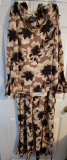 Studio Park Leah Williams Bold Floral Blouse & Pants, Coffee Petite M, MP, NWOT picture