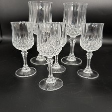 Cristal d’Arques Longchamp Crystal Stemware Set 6 Wine Cordial Glasses France picture