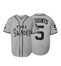 New Sandlot Baseball Jersey Squints #5 Gray Stitched Men's Size Large picture