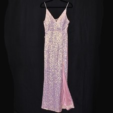 Speechless Pink Iridescent Sequin V-Neck Formal Gown Dress Size M NWT X43579TE52 picture