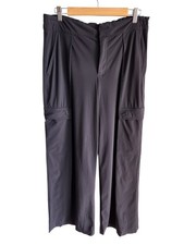 Athleta Pants Black 8 Women's Pinnacle High Rise Cargo Trouser Pockets Wide Leg picture