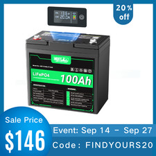 HQST 12V 100Ah Lithium Iron Phosphate LiFePO4 Battery with LED Display picture