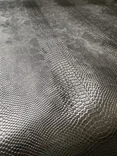 Metallic Pewter Snake Embossed Faux Vinyl Fabric – Colorful Snakeskin Leather picture