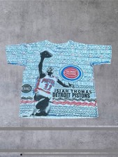 Vintage 90s Isiah Thomas Detroit Pistons NBA Magic Johnson T’s AOP Tee Men Large picture