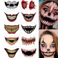 10Pcs Halloween Mouth Tattoos - Waterproof Horror Lip Stickers for Cosplay Party picture