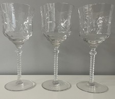 Set Of 3 Vintage Libbey Rock Sharpe Beaumont Wine / Champagne Glasses. Mint picture