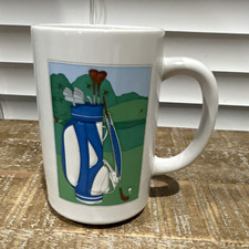 Vintage Otagiri Golf Theme Decorated White Ceramic Coffee Mug  picture