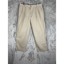 DOCKERS Basic Twill Mens Khaki Pleated Pants Size W38 L30 100 Cotton picture