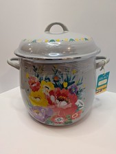 The Pioneer Woman Sweet Romance 12QT Enamel on Steel Stock Pot with Lid Gray picture