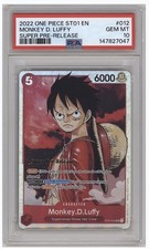 2022 ONE PIECE ST01-012 MONKEY D. LUFFY SUPER PRE-RELEASE PSA 10 GEM MINT picture