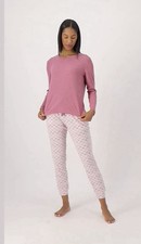 MUK LUKS Rib Knit Jogger Lounge Set Womens Plus Size 2X Dusty Rose NEW picture