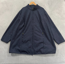 Ulla Popken Jacket Womens 32 34 Full Zip Jacket Hood Navy Blue Fleece Hoodie picture