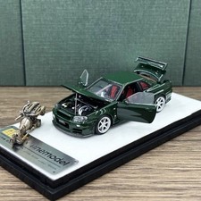 PGM 1/64 GTR R34 Nismo Z-Tune British Green Diecast Car Model picture