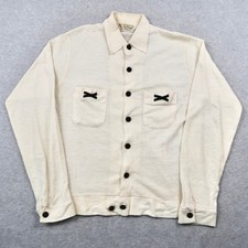 Vintage 60s Di Firenze by Campus Cream Knit Button Up Shirt Womens M Acrylic picture