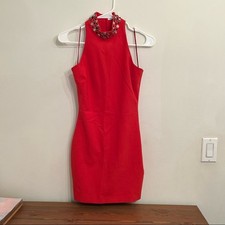 Elizabeth & James Red Studded High Neck Sleeveless Dress 0 picture