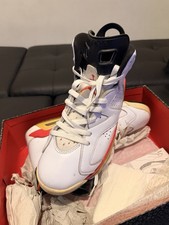 Jordan Air Jordan 6 White/Red/Black Mid Top Leather Lace Up Men's Sneakers picture
