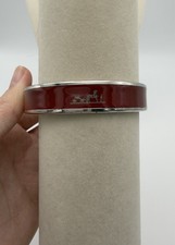 Authentic Hermes Caleche Bangle Bracelet Enamel Horse Carriage Red Size 7.5 picture