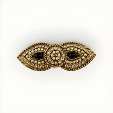RARE Vintage Signed CRAFT Rhinestone/faux Pearls w/ Teardrop Stones Large 4” picture
