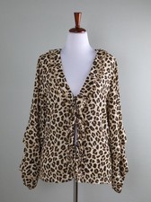 TORRID NWT $55 Goergette Tie Front Ruffle Leopard Frida Top Size 1 US 1X picture