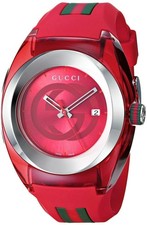 New Gucci Sync Sport XXL 46mm Red Rubber Band Red Dial Unisex Watch YA137103 picture
