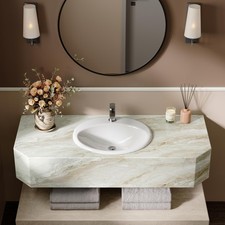 HOROW 22x19 Inch Drop-in Bathroom Sink Ceramic Vanity Top Basin with Overflow picture