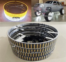 JHB 17.5''5ROWS Pure AMBER+WHITE Strobe Turn Signal LED Wheel Rim Lights Set (4) picture