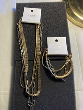 New J. Crew Factory Multichain Layered Necklace And Bracelet Set picture