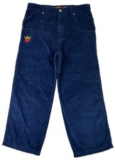 JNCO Pipes Wale Corduroy Baggy Pants 23 Cubic Inches 36 x 30 Navy Blue NWT picture