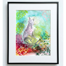EMBRY Original Abstract 11x14 Acrylic Cat Painting 