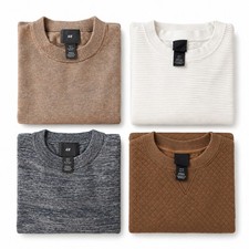 Lot of 4 H&M Mens S Size Crewneck Sweaters Pullover Long Sleeve Knit Assorted picture
