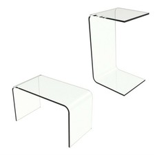 Modern Acrylic End Table Clear C Style See Through Laptop Desk Bed 24 x 14 x 12 picture