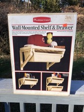 NEW VINTAGE ALMOND RUBBERMAID SHELF 17X12.5 W/SLIDE OUT DRAWER #2224 HOLDS 35LB picture