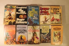 Lot of 10 Vintage Fantasy Novels - Lynn Abbey, Lustbader, Zelazny, Kurtz,Stewart picture