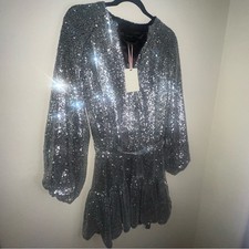 $180 Alex Marie Shimmering Silver sequin dress 10 picture