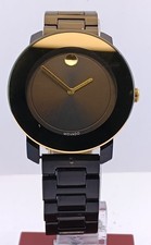 Vintage Men's Movado Bold Black Dial Quartz Working Condition Wristwatch picture