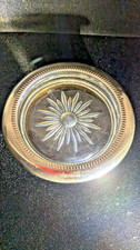 Vintage Leonard of Italy Silverplate & Glass Starburst Coasters - Set of 7 picture