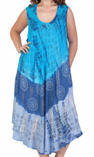 India Boutique Umbrella Maxi Dress One Size Plus Size Blue Hippie Tie Dye NWT picture