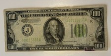 1934 - $100 FEDERAL RESERVE NOTE – BANK OF KANSAS CITY, MO (J) picture