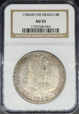 1786 Mo-FM 8 Reales Spanish Colonial Mexico NGC AU-55 picture