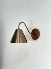 Antique Brass Cone Shade Wall Sconce - Mid Century Modern Light picture