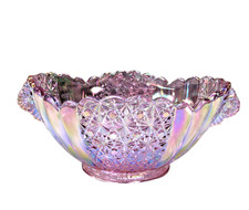 Vintage Fenton Daisy and Buttons Pink Iridscent bowl large marked pale pink picture